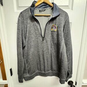 Adidas Men's East Carolina Pirates Grey 1/4 Zip long sleeve Shirt Size  Large